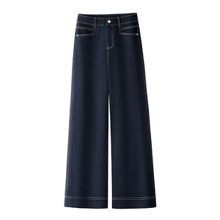 高端丹宁小个子直筒牛仔裤女春秋2025新款高腰宽松九分窄版阔腿裤