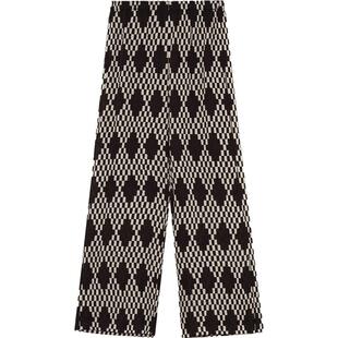 素然WHM 春夏女士气质舒适宽松设计感印花亮缎松直长休闲裤