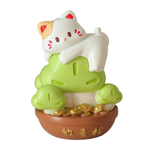 治愈系猫咪放青松摆件办公室桌面装饰品上班情绪稳定神器生日礼物