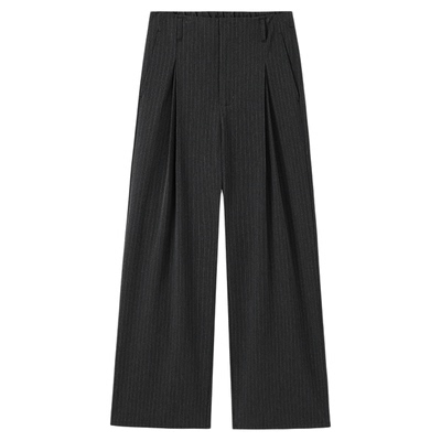 WHIMNOTION 25AW立体分褶色织条纹西裤宽松百搭直筒阔腿休闲长裤