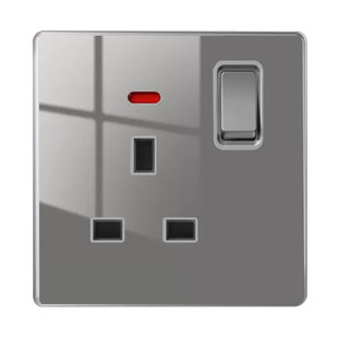 香港国际方孔13A英式开关插座英标孖苏钢化玻璃灰色USBType-c正品