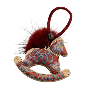 鹿桃时非遗宋锦包挂件原创设计摇钱马车挂马年礼物纯手工女生饰品