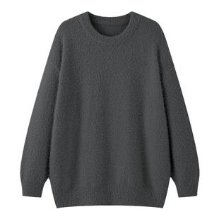 @港仔文艺男 日系仿马海毛毛衣男秋冬新款冬季男生圆领针织衫上衣