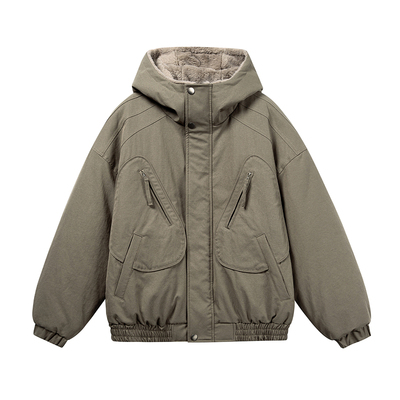 阿于呆美式解构加厚加绒工装棉服