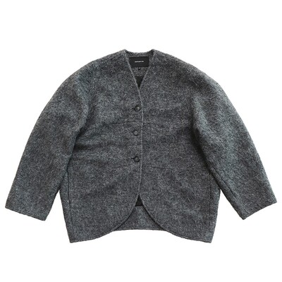 绵羊毛混纺绒感水泥灰毛呢外套