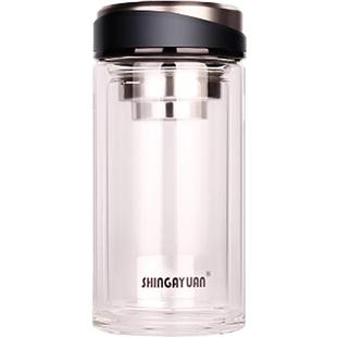 新家园大号大容量单层玻璃泡茶水杯男士车载司机耐热滤网加厚双层