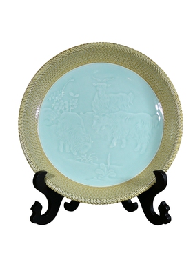 龙泉青瓷大师三羊开泰中式风作品