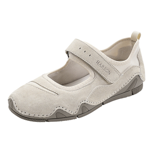 哈森玛丽珍鞋2025夏季新款浅口单鞋平底舒适休闲凉鞋HCM250305