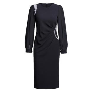 星译修身显瘦秋连衣裙女高级感2025新款轻奢长袖钉钻红色礼服裙子