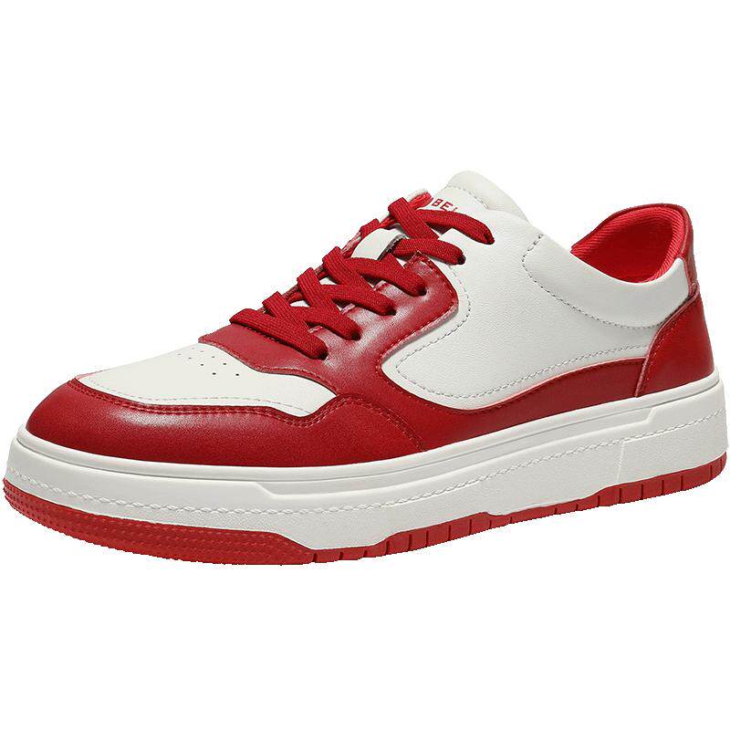 【马年系列】百丽男鞋厚底增高休闲鞋26春款新年红色板鞋A2316AM6