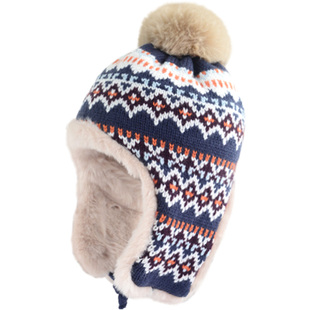 韩版儿童雷锋帽女童民族风男童毛绒加厚保暖骑行护脸宝宝毛线帽冬