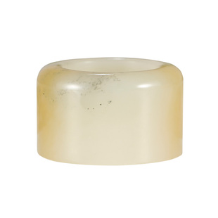 玉说和田玉扳指男款糖白玉素面点墨掌中宝圆满富贵玉石手饰附证书