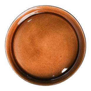 创意冰裂釉陶瓷圆盘 家用沙拉盘汤菜盘纯色盘子复古麻点盘子餐具