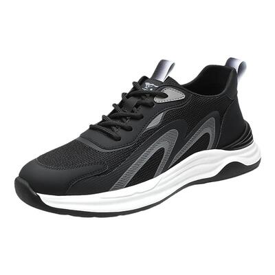黑色网面透气运动鞋男中年网鞋