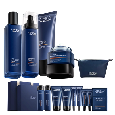 欧莱雅男士淡纹套装紧致抗皱抗老保湿控油洗面奶水乳护肤品礼物