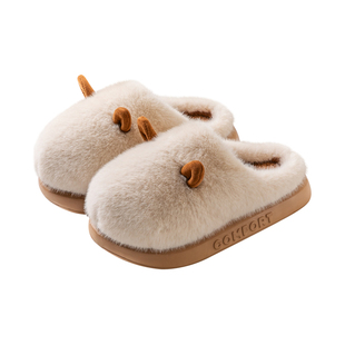 可爱毛绒棉拖鞋秋冬季女款2025新款厚底防滑居家保暖舒适毛毛棉鞋