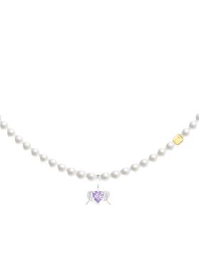 天使之翼紫色爱心项链