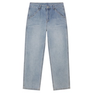 PSO Brand 男装女装复古水洗做旧牛仔裤男款宽松阔腿直筒长裤百搭