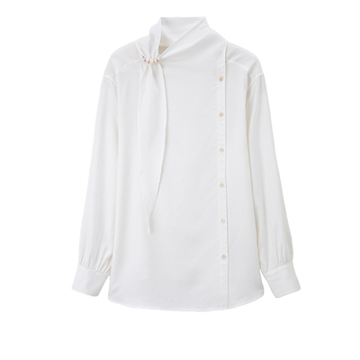 捌梁双面穿天丝V领飘带开衫衬衫