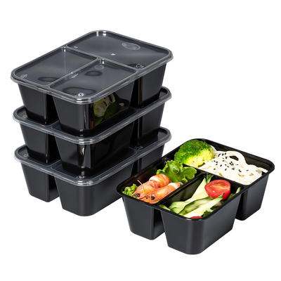 500/650/750ml长方形一次性餐盒三格外卖打包盒分格快餐便当饭盒