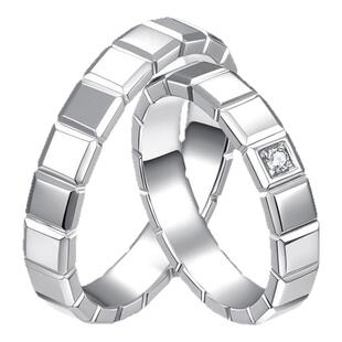 18k金小冰块钻石戒指情侣对戒男士钻戒方糖排戒 Diamond Rings