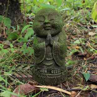 跨境庭院装饰摆件禅意青面头鱼缸装饰和尚造景家居办公桌树脂摆件