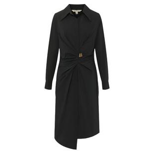 BBLLUUEE粉蓝衣橱气质扭褶设计感衬衫裙女2025秋装新款收腰小黑裙