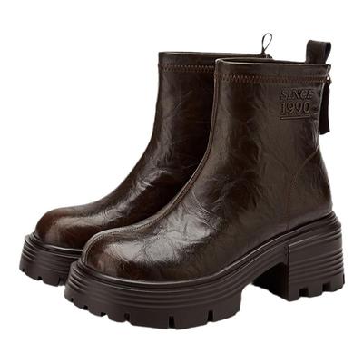 真皮马丁靴厚底切尔西靴达芙妮