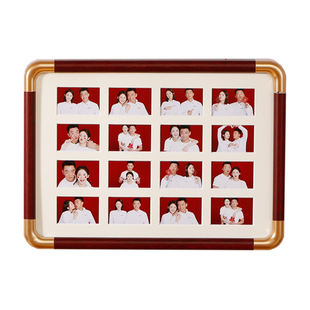 仿铜角实木结婚登记照摆台相框diy定制2寸宫格周年纪念照片框挂墙