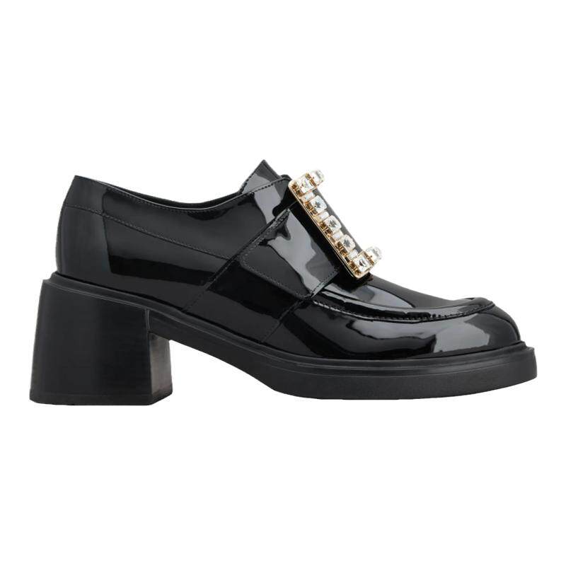 RogerVivier/罗杰维维亚女士莫卡辛鞋漆皮松紧水晶扣鞋新款