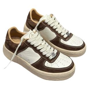 欧货ido女鞋新款2024爆款时尚气质秋款真皮拼色板鞋女厚底熊猫鞋