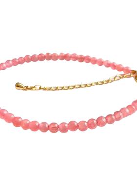 天然迷你细款冰种红纹石手链