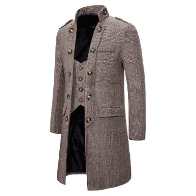 潮流大码男装立领双排扣风衣夹克