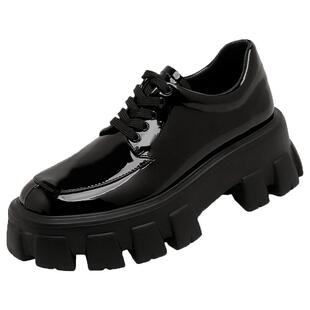 厚底松糕鞋刘雯同款增高小皮鞋女2025年新款英伦风乐福鞋jk单鞋女