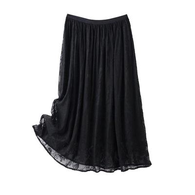 BXVA字刺绣花真丝半身裙