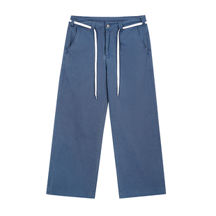 Unblank 复古vintage手工磨破蓝色法工裤宽松直筒工装裤baggy