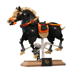 中国国家博物馆一匹黑马拼插摆件创意可动拼装桌面摆件新年礼物