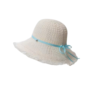 法式小清新草帽女夏季甜美出游编织防晒帽子沙滩海边大帽檐遮阳帽