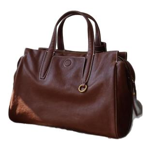 多隔层真皮头层水晶植鞣牛皮中号大容量托特斜挎 手拎包李娜同款