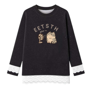 打底衫女内搭假两件长袖t恤女配鲨鱼裤的中长款上衣女遮屁股洋气