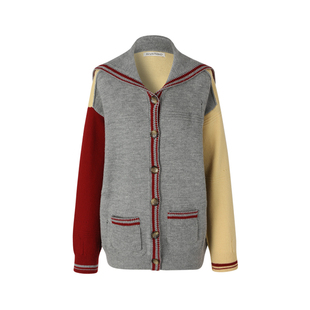 IIIVIVINIKO春夏新品海军领宽松落肩针织开衫外套女M310202601A