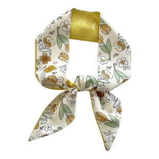 黄色显白小丝巾女春夏细窄长条绑发绑包包装饰高级感领巾发带飘带