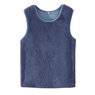 前面加绒护肚护胸背心男冬无袖打底保暖珊瑚绒暖胃坎肩棉睡觉