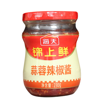 海天锦上鲜蒜蓉辣椒酱230g下饭开胃伴侣拌饭拌面酱香微微辣辣酱