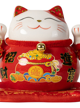 迷你陶瓷招财猫存钱罐摆件礼物