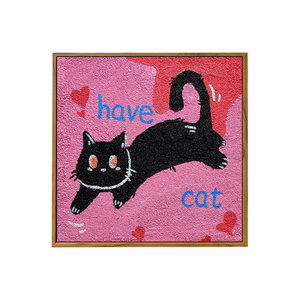 布洛美家居旗舰店ins风卡通猫咪石英砂肌理画DIY材料全套手工填色立体摆件数字油画