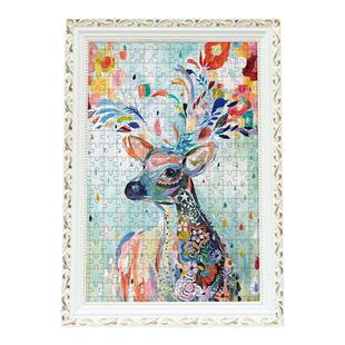 实木相框挂墙500 1000片块拼图框架创意欧式婚纱照油画框海报裱框