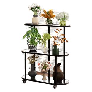 复古风花架置物架客厅落地式花架子阳台花园造景布置实木花盆架