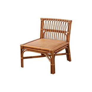 真藤编椅子休闲矮阳台室内客厅复古侘寂风三件套喝茶桌椅组合原木