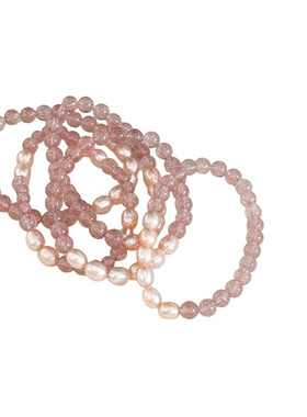 叠戴橘粉色闺蜜女礼物手链草莓晶